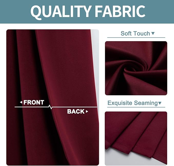 ChrisDowa Burgundyout Curtains 78 inches Long - Image 3