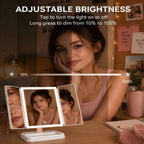 Makeup Mirror with Lights, Rechargeable Trifold 1X/2X/3X Magnification