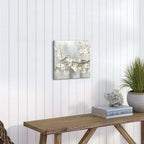 TAR TAR STUDIO White Flowers & Birds Canvas Wall Art - Unframed Nature Decor for Bedroom, Living Room, Office - 12"x12"