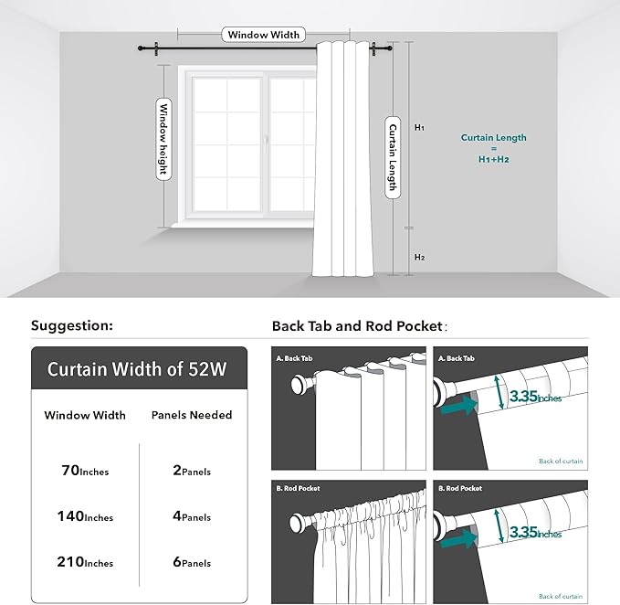 Deconovo Back Tab and Rod Pocket Blackout Curtains -, Thermal Insulated - Image 8