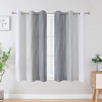 Estelar Textiler Grey and Greyish White Blackout Curtains 45 Inch Length - Image 2