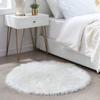 Round Fur Fluffy Area Rug for Bedroom, Cute Furry Nursery Carpet, Plush Shag - Image 2