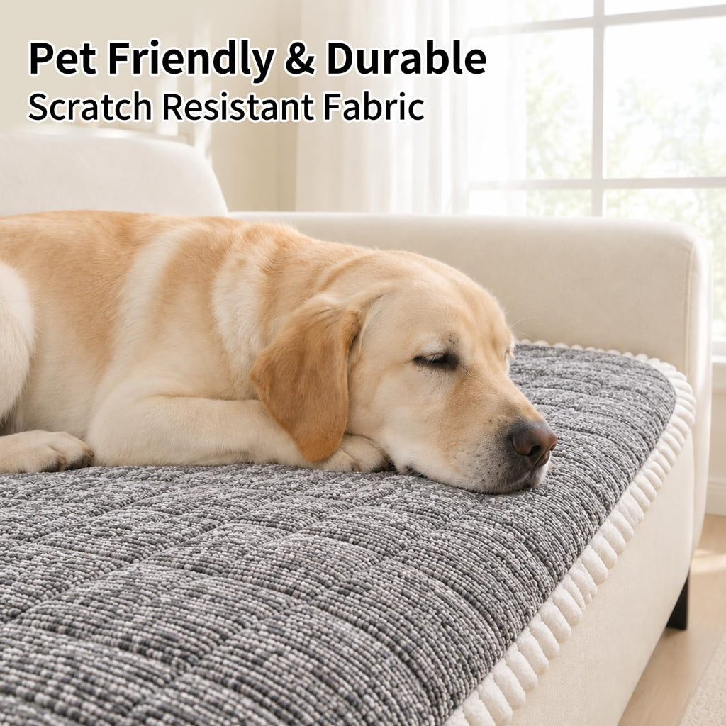 Chenille Dog Couch Cover, Non Slip Sofa Protector, Dark Gray 35"x62"