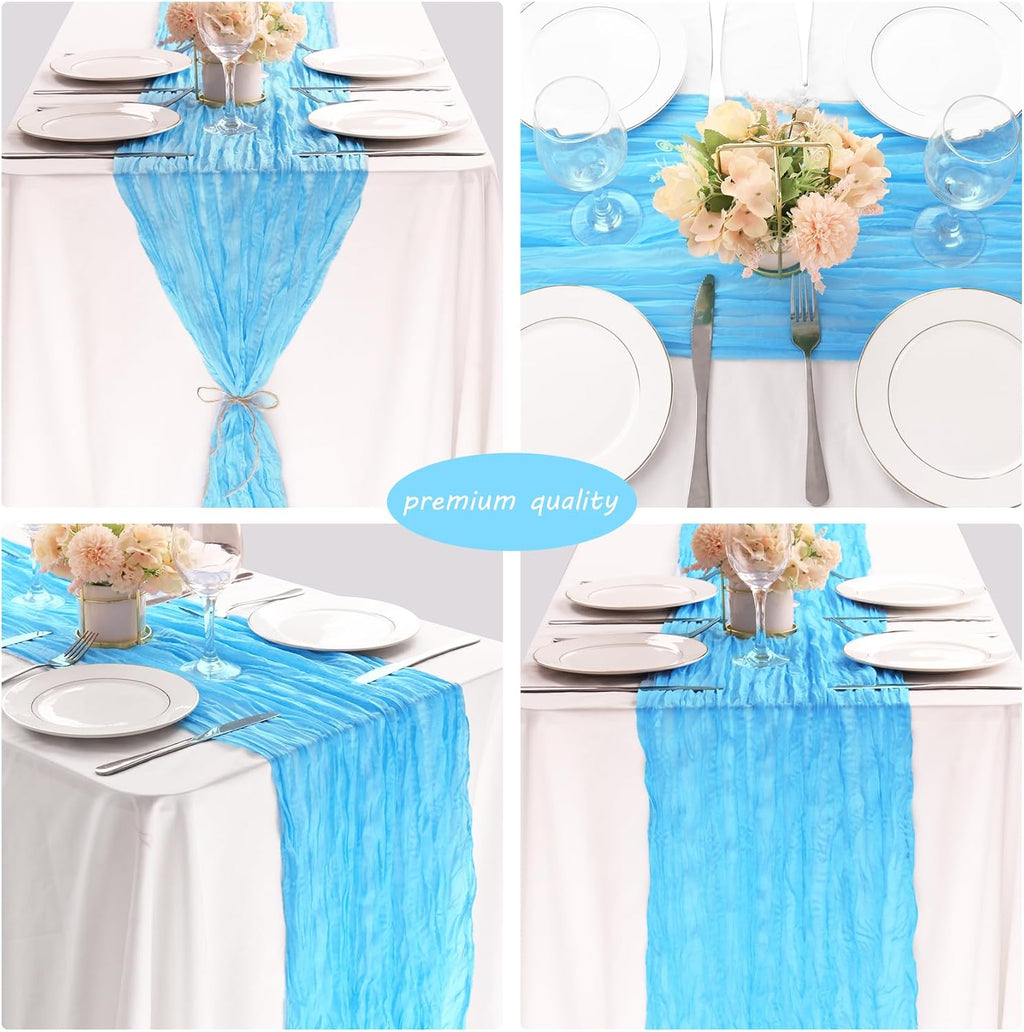 35x120 Inch Baby Blue Cheesecloth Table Runner Baby Shower Birthday Decor