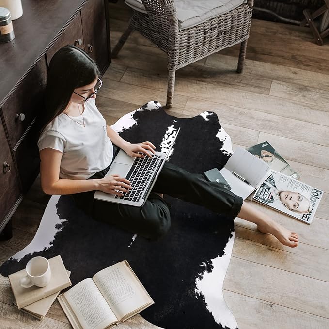 AROGAN Oversized Faux Cow Hides and Skins Rug-5.2 × 6.2 Feet Cow Print Area Rugs - Image 4