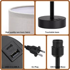 Dicoool Bedside Table Lamp for Bedroom - 3-Way Dimmable Touch Lamp, USB A+C