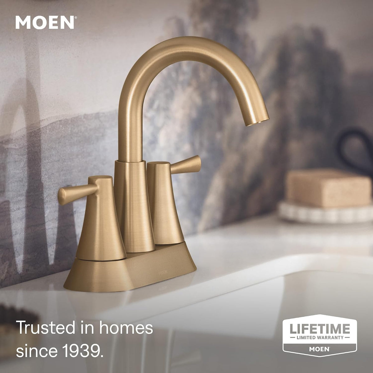 Moen 84022BZG Ronan 2-Handle Centerset Bath Faucet, Gold