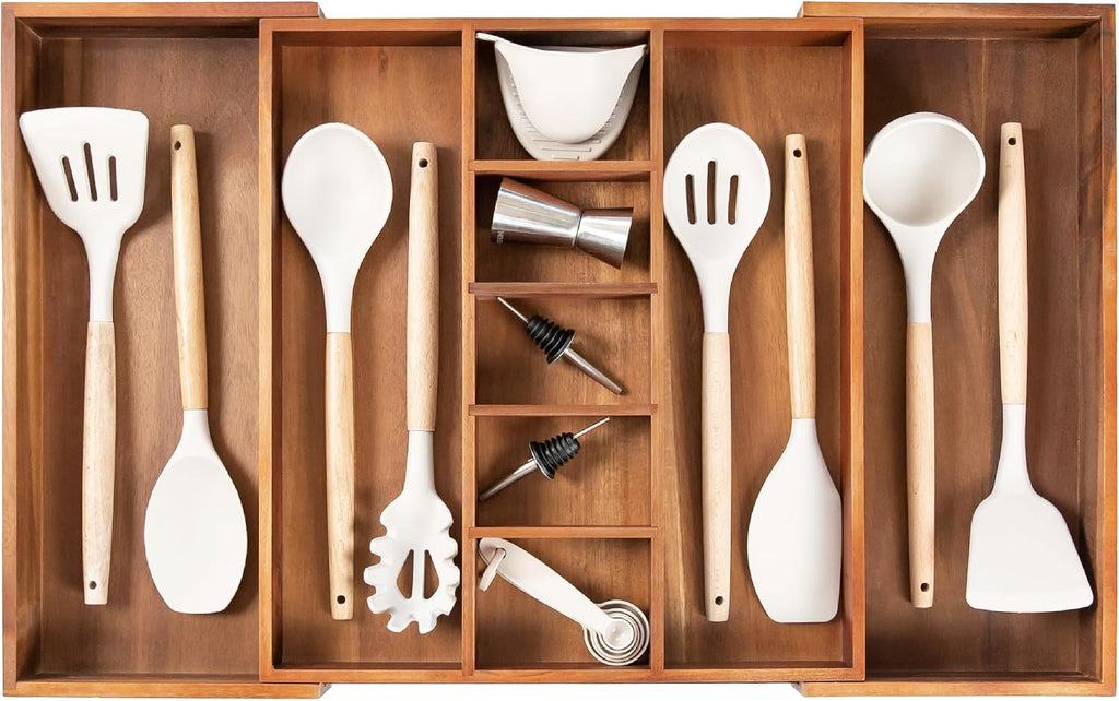 KitchenEdge Utensil & Junk Drawer Organizer, 16-28 in, Bamboo