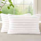 decorUhome Summer Cozy Faux Fur Throw Pillow Covers 12x20 Set of 2 Decorative by decorUhome