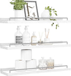 RYOFOBETTO Floating Shelves, Bathroom Decor Shelves Over Toilet, Farmhouse Wall Shelves for Living Room, Bedroom, Picture Frames, Plants, Kitchen, Set of 3 (Dark Blue)