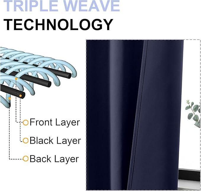 Simplebrand Navy Blue Blackout Curtains - Image 5