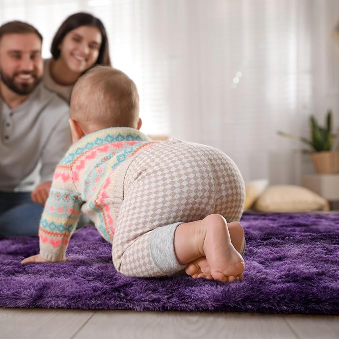 Goideal Fluffy Rug for Bedroom Living Room, 3x5 Purple Area Rugs, Faux Fur Shag - Image 5