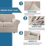 H.VERSAILTEX Real Velvet Plush 3 Piece Stretch Sofa Covers Couch Covers - Image 3