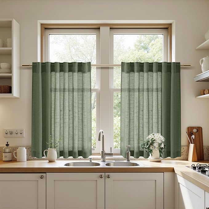 Nanspring Short Linen Cafe Curtains 36 Inch Length - Image 7