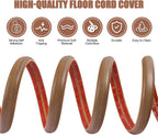 Floor Cord Cover Cable Cavity Self Adhesive Cord Hider Floor 10FT Floor Cable Management Power Cord Protector Floor Electric Cord Covers for Offices, Gym, Exhibitions (Misty Brown Wood, 1.18" x 10')