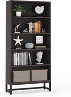 Tribesigns Tall Bookcase and Bookshelf, 70.8” Large Bookcases Organizer with 5-Tier Storage Shelves, Heavy Duty Free-Standing Library Bookshelf Shelving Unit for Living Room, Bedroom (Dark Walnut)