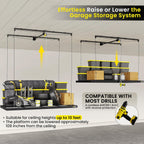 FERO Overhead Garage Storage Rack 4x8, 500 lb Heavy-Duty Capacity