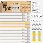Cable Management Raceway Kit – 20 Pack 15.7” PVC Wire Hider with Connectors, T & L Corners, Inside & Outside Corners, Screws – Paintable Wall Cord Cover for TV, Home & Office