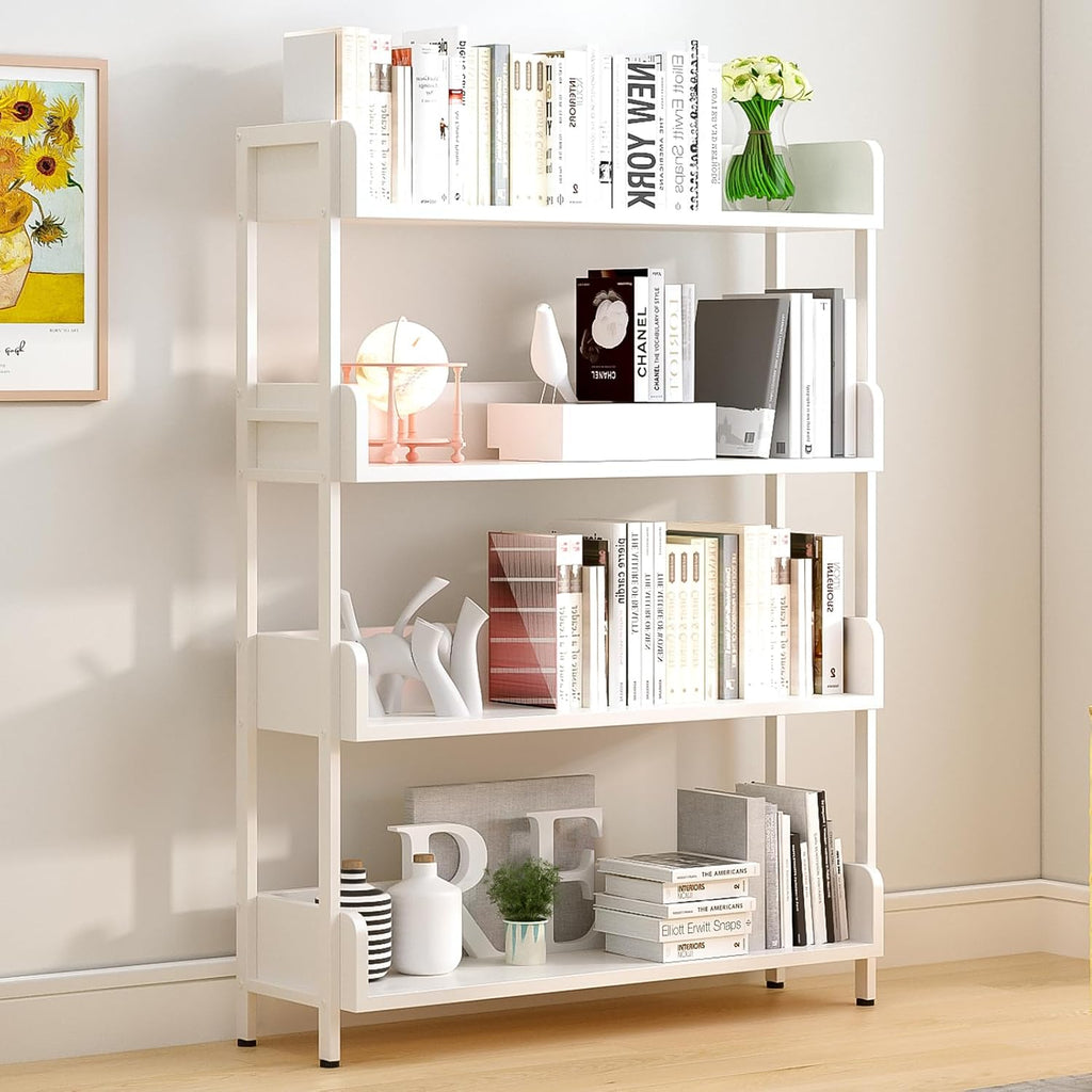 Wide Open Shelf Bookcase, 4-Tier, Warm White