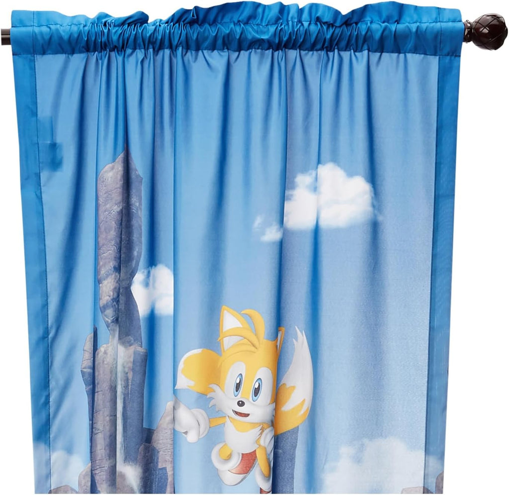 Sonic The Hedgehog Kids Room Window Curtain Panels Drapes Set, 82 In x 63 In, (Official) Sega Product By Franco, Prints May Vary