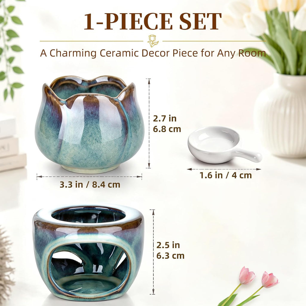 ComSaf Oil Burner Wax Melt Warmer 6 oz, Ceramic Candle Diffuser, Retro Gift