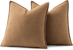 MIULEE Decorative Linen Euro Sham Pillow Covers 24x24 Brown ​Boho Farmhouse​ - Image 6