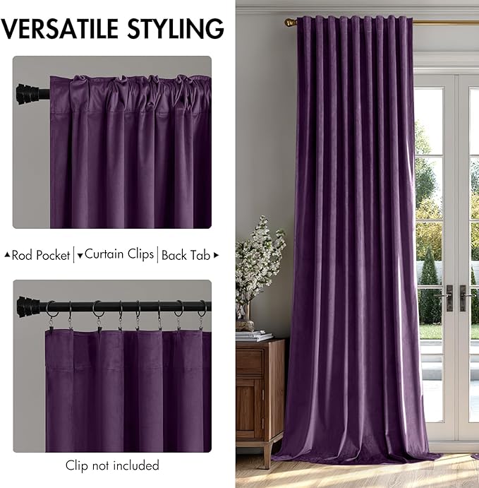MIULEE Purple Velvet Curtains 90 inches - Image 2