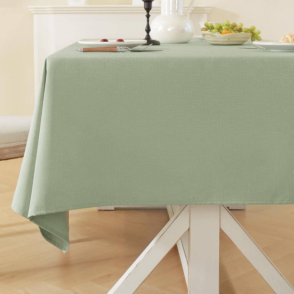 Laolitou Table Cloth Rectangle Linen Waterproof Textured Coffee Tablecloth, Washable Wrinkle Free Spill Proof Fabric Tablecloths for Dining Table Farmhouse Kitchen Holiday, 60x104 Inch