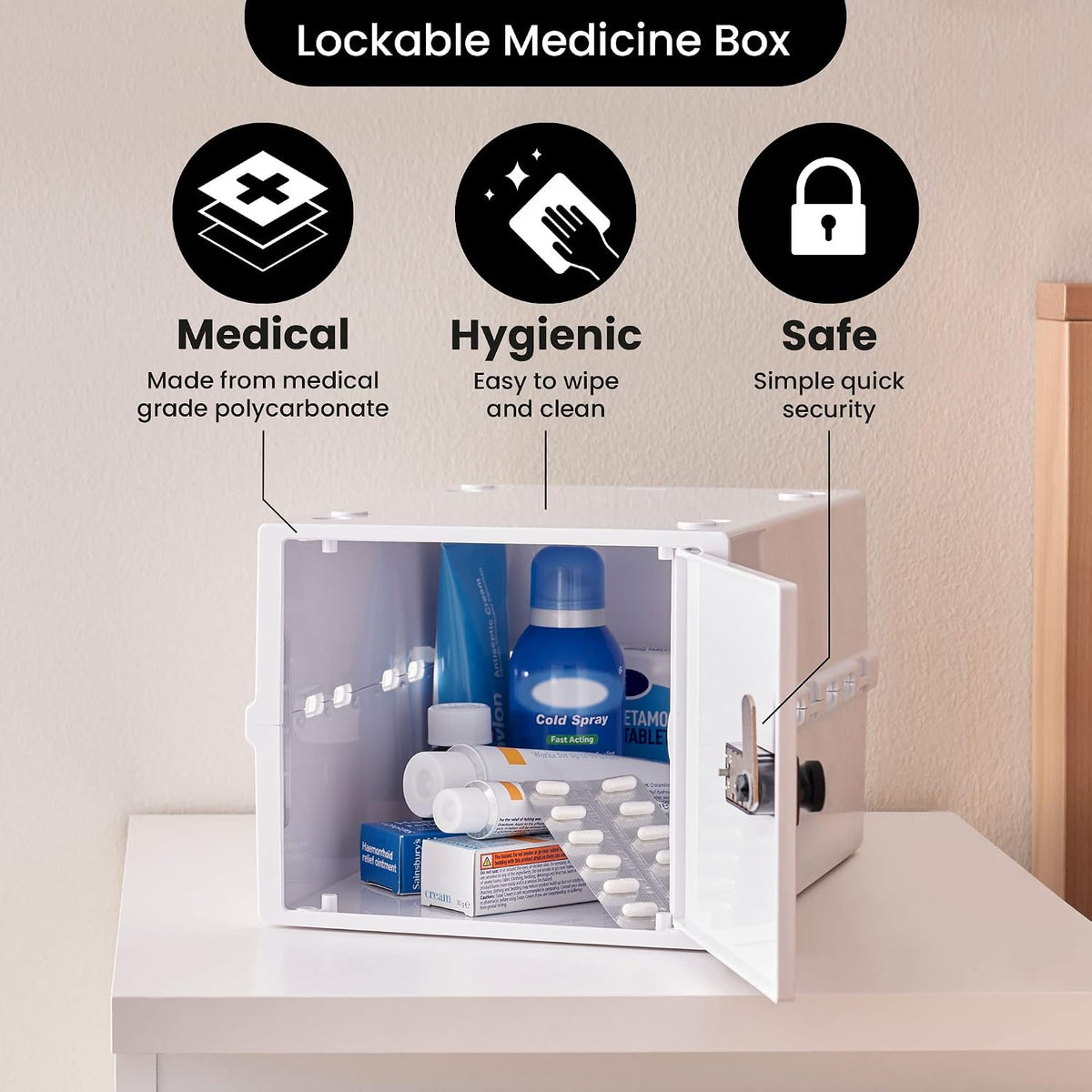 Lockabox One™ 10L Lockable Storage Box and Lock Box with Code (Opal White)