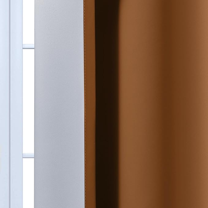 Yakamok Greyish White and Burnt Orange Ombre Curtains, Light Blocking Curtains - Image 6