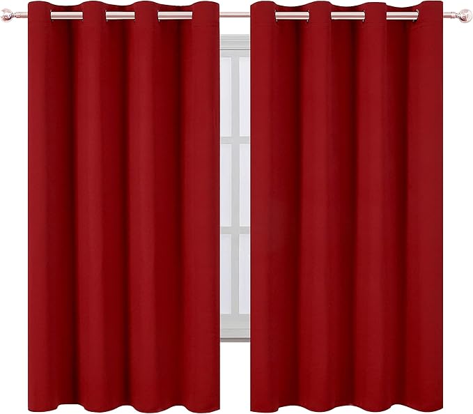 LEMOMO Red Blackout Curtains 66 x 63 Inch Length/Set of 2 Curtain - Image 2