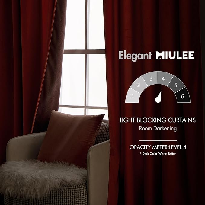 MIULEE Velvet Curtains 84 inches 2 Panels - Image 5
