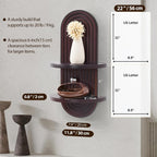 Wood Arched Floating Wall Shelf, Modern Wall Art Trinket Shelf Dark Brown
