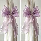 2 Pack French Silky Bow Curtain Tiebacks, Elegant Lace Ribbon for Curtains Decorative Rope Accessories Home Décor (Pink,2)