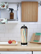 Glass Straw Holder Dispenser w/Lid, Clear Container for Counter