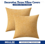 MIULEE Pack of 2 Couch Throw Pillow Covers 18x18 Inch Soft Beige Yellow - Image 6