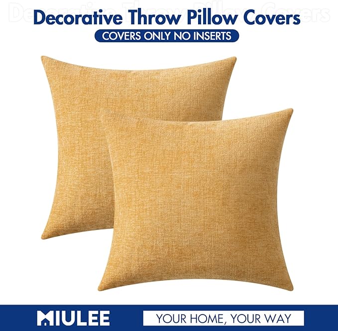 MIULEE Pack of 2 Couch Throw Pillow Covers 18x18 Inch Soft Beige Yellow - Image 6