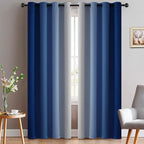 Yakamok Greyish White and Royal Blue Ombre Curtains, Light Blocking Curtains by Yakamok