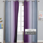 Purple and Grey Blackout Curtains 84 Inches Long, Ombre and Wavy Line Pattern - Image 2