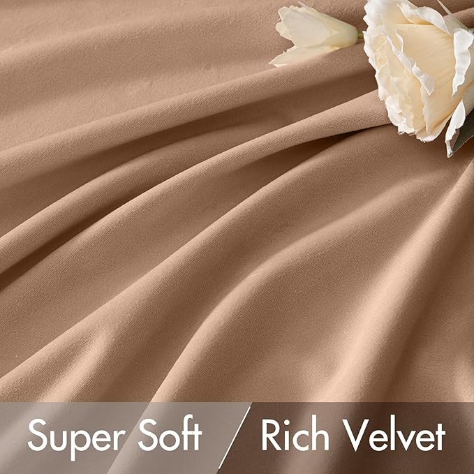 MIULEE Blush Beige Velvet Curtains 90 inches - Image 4