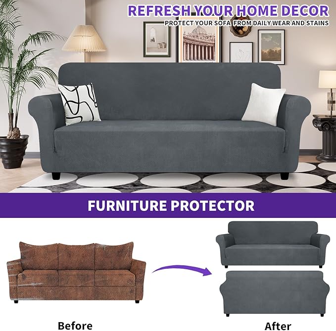 ZNSAYOTX Oversized Super Stretch Couch Cover, New Striped Sofa Covers - Image 2
