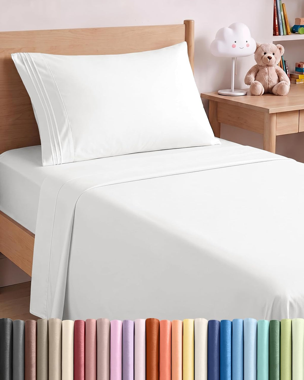 Twin XL Size 3 Piece Sheet Set - Comfy Breathable & Cooling Sheets - White