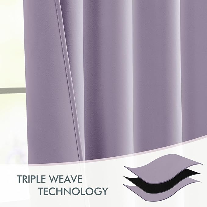 MIULEE Lilac Back Tab Blackout Curtains 102 Inch Long 2 Panels Set - Image 7