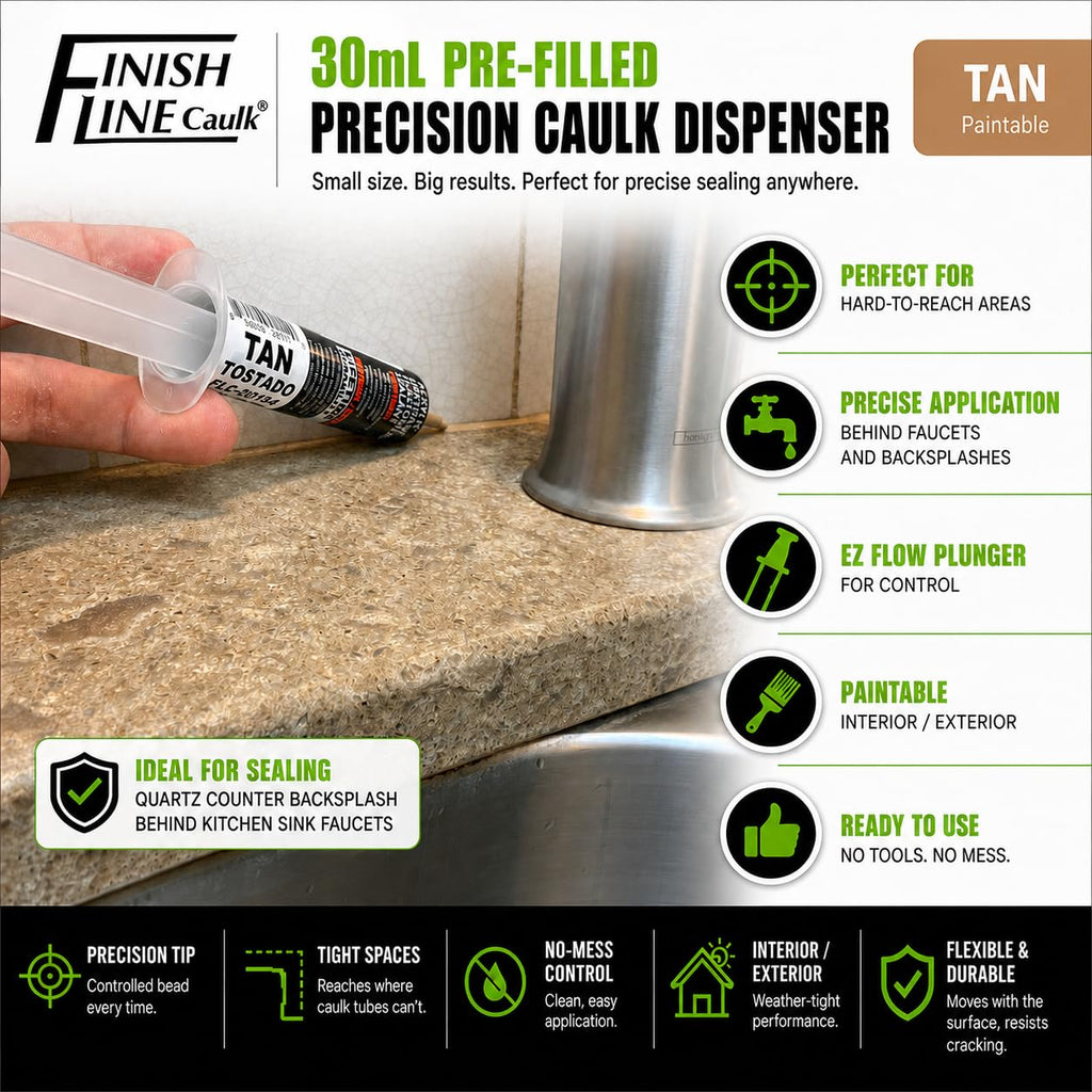 30mL Pre-Filled Precision Caulk Applicator Tan, 3-Pack