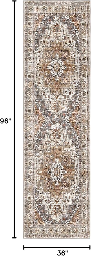 Madane Hallway Runner 3x8, Kitchen Rugs Washable Entryway Rug Vintage Kitchen - Image 2