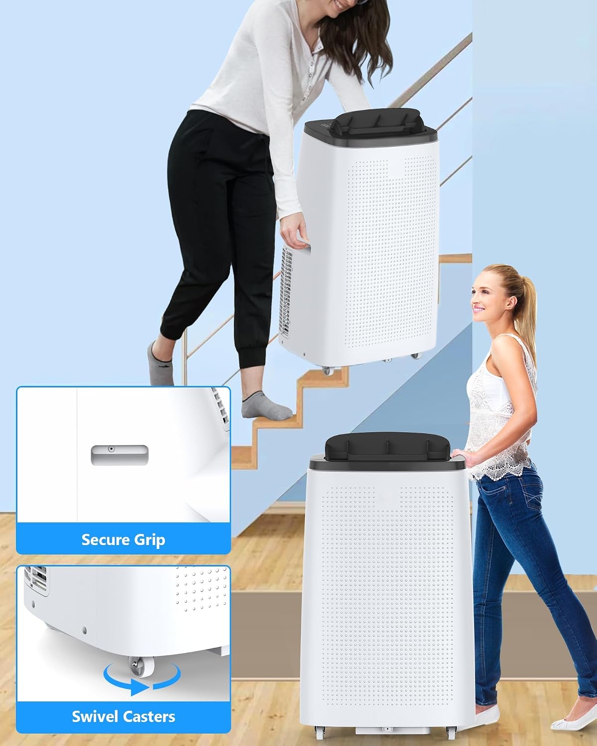14000 BTU Portable Air Conditioners with Remote Control, 3-in-1 Free Standing Cooling AC Unit with Fan & Dehumidifier, Cools Room up to 700 sq.ft, Smart/Sleep Mode, 3 Speed, Auto Swing, 24H Timer