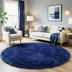Amdrebio Navy Blue Round Rug 4Ft - Image 3