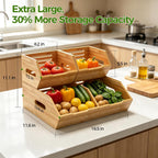 Extra Large Bamboo Pantry Storage Bins-Potato and Onion Food Storage Bin