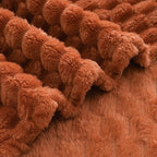 Puncuntex Burnt Orange Throw Blanket 108"×90" inches Fuzzy 3D Jacquard - Image 6
