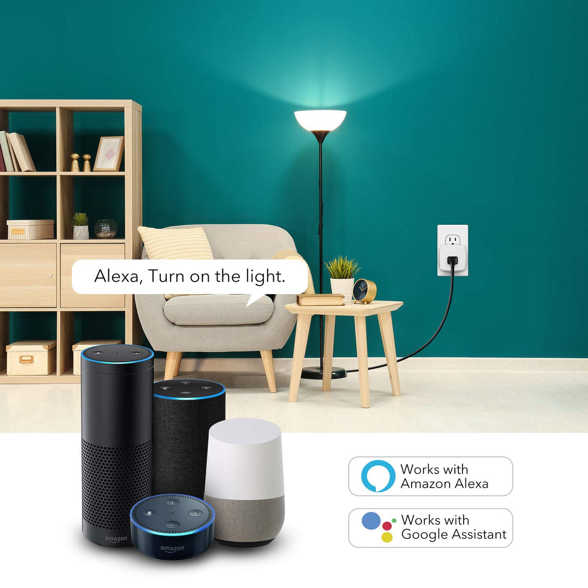 HBN 15A Smart Plug, Mini WiFi Outlet Works with Smart Life, 2.4Ghz, 4 Pack